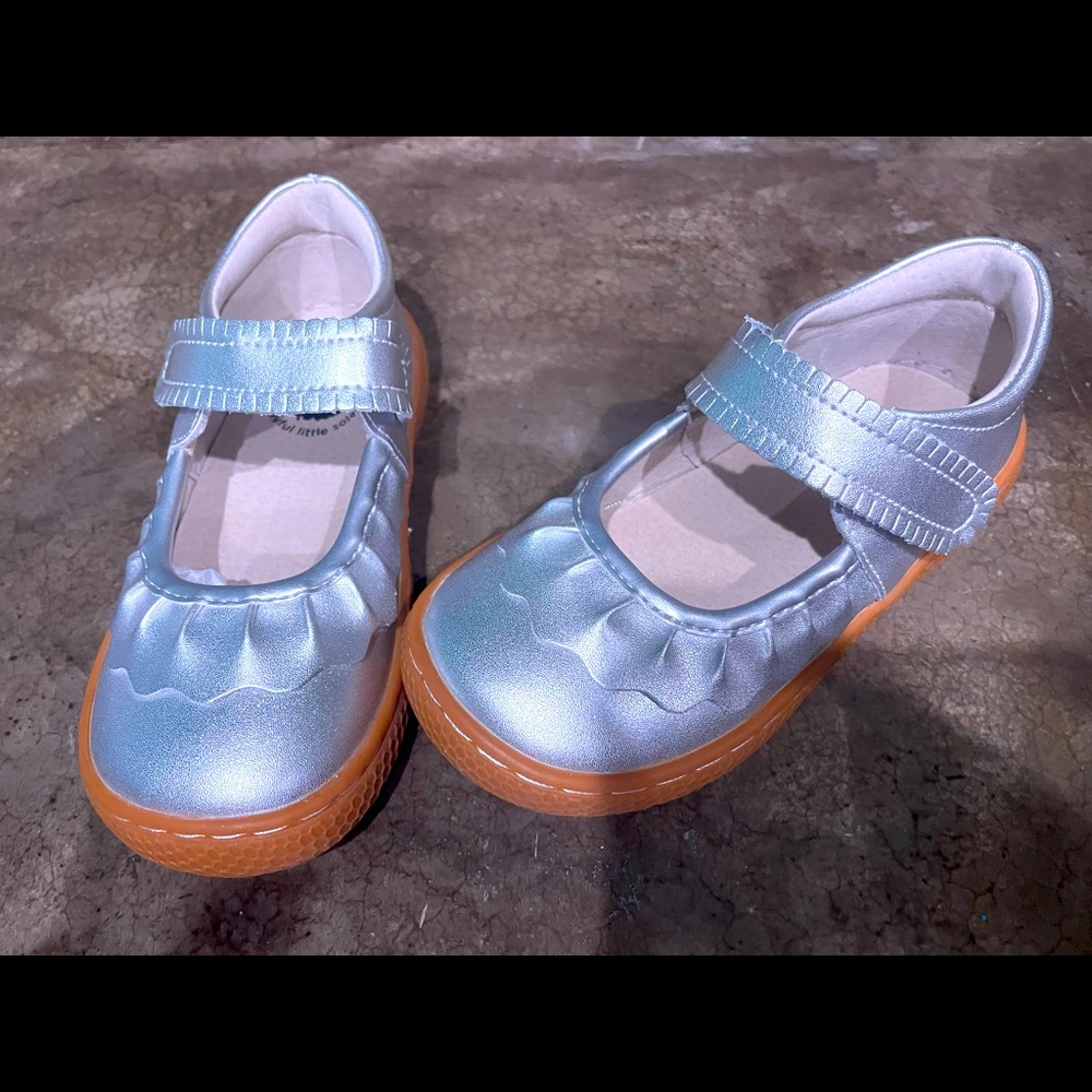 Livie and Luca silver Ruche classic Mary Janes